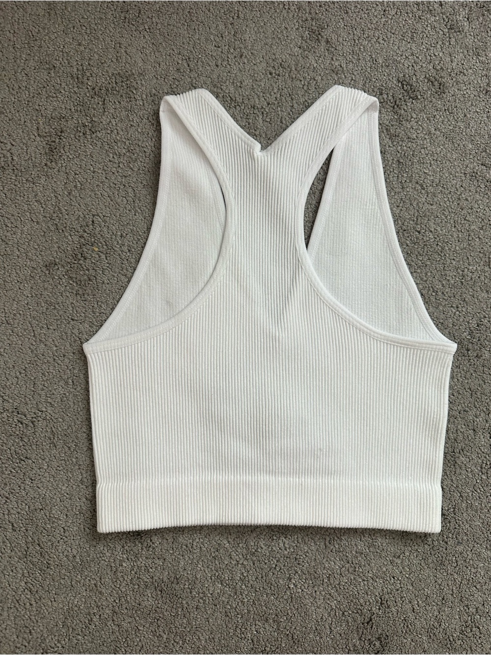 Zenana White Ribbed V‑Neck Crop Tank Racerback - Picture 4 of 4